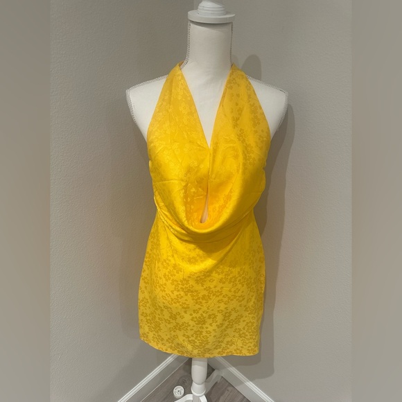 Ronny Kobo Marisa Halter Mini Dress in Lemon Size Medium - Picture 6 of 10